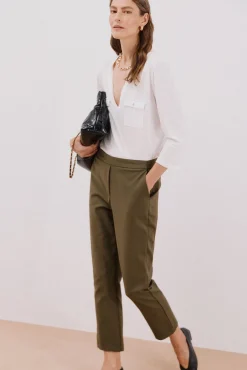 Cortefiel T-Shirts-Camiseta gola mao com efeito linho Branco