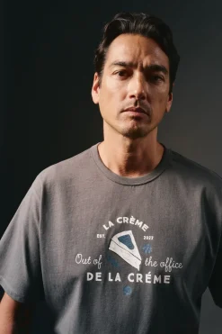 OOTO T-Shirts-Camiseta gráfica lavada Cinzento