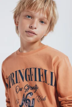 Springfield Kids T-Shirts-Camiseta laranja de manga comprida Springfield para meninos vermelho