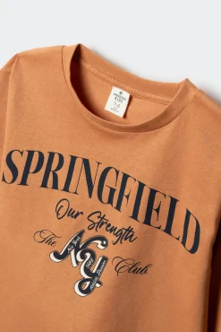 Springfield Kids T-Shirts-Camiseta laranja de manga comprida Springfield para meninos vermelho