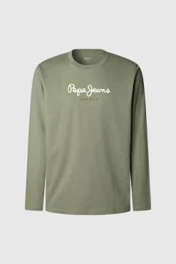 Pepe Jeans T-Shirts-Camiseta manga comprida com logo verde