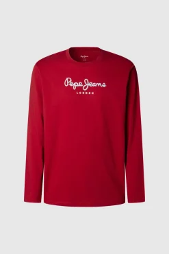 Pepe Jeans T-Shirts-Camiseta manga comprida com logo vermelho