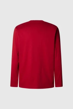Pepe Jeans T-Shirts-Camiseta manga comprida com logo vermelho