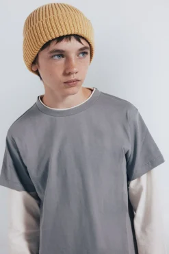 Springfield Kids T-Shirts-Camiseta manga comprida masculina de manga dupla cinzento