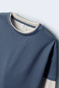 Springfield Kids T-Shirts-Camiseta manga comprida masculina de manga dupla azul