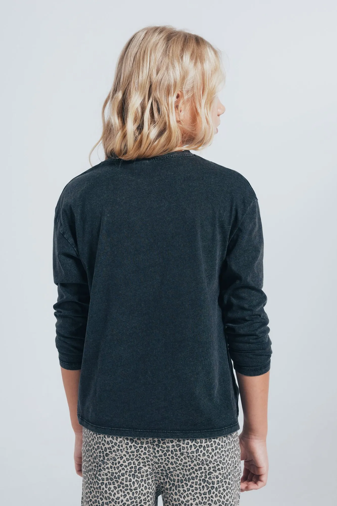 Springfield Kids T-Shirts-Camiseta manga comprida para menina com raios de diamante cinzento