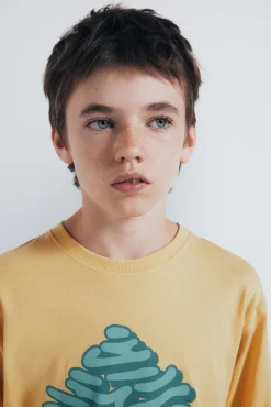 Springfield Kids T-Shirts-Camiseta manga comprida árvore amarela para meninos amarelo