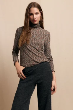 Slowlove T-Shirts-Camiseta melange de gola alta Azul