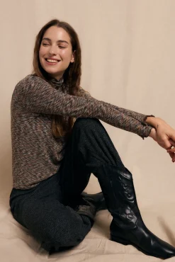 Slowlove T-Shirts-Camiseta melange de gola alta Azul