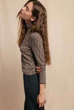 Slowlove T-Shirts-Camiseta melange de gola alta Azul