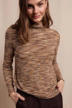 Slowlove T-Shirts-Camiseta melange de gola alta Tostado