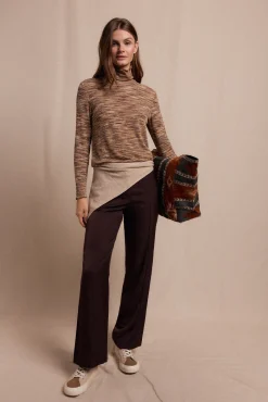 Slowlove T-Shirts-Camiseta melange de gola alta Tostado