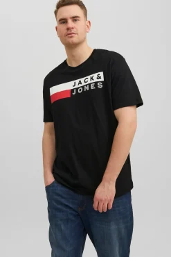 Jack & Jones PLUS T-Shirts-Camiseta PLUS de corte regular preto