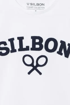 Silbon T-Shirts-Camiseta raquete meia Branco
