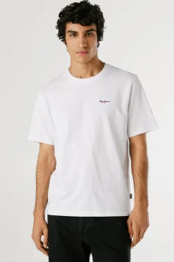 Pepe Jeans T-Shirts-Camiseta Regular Fit com Logotipo Bordado branco