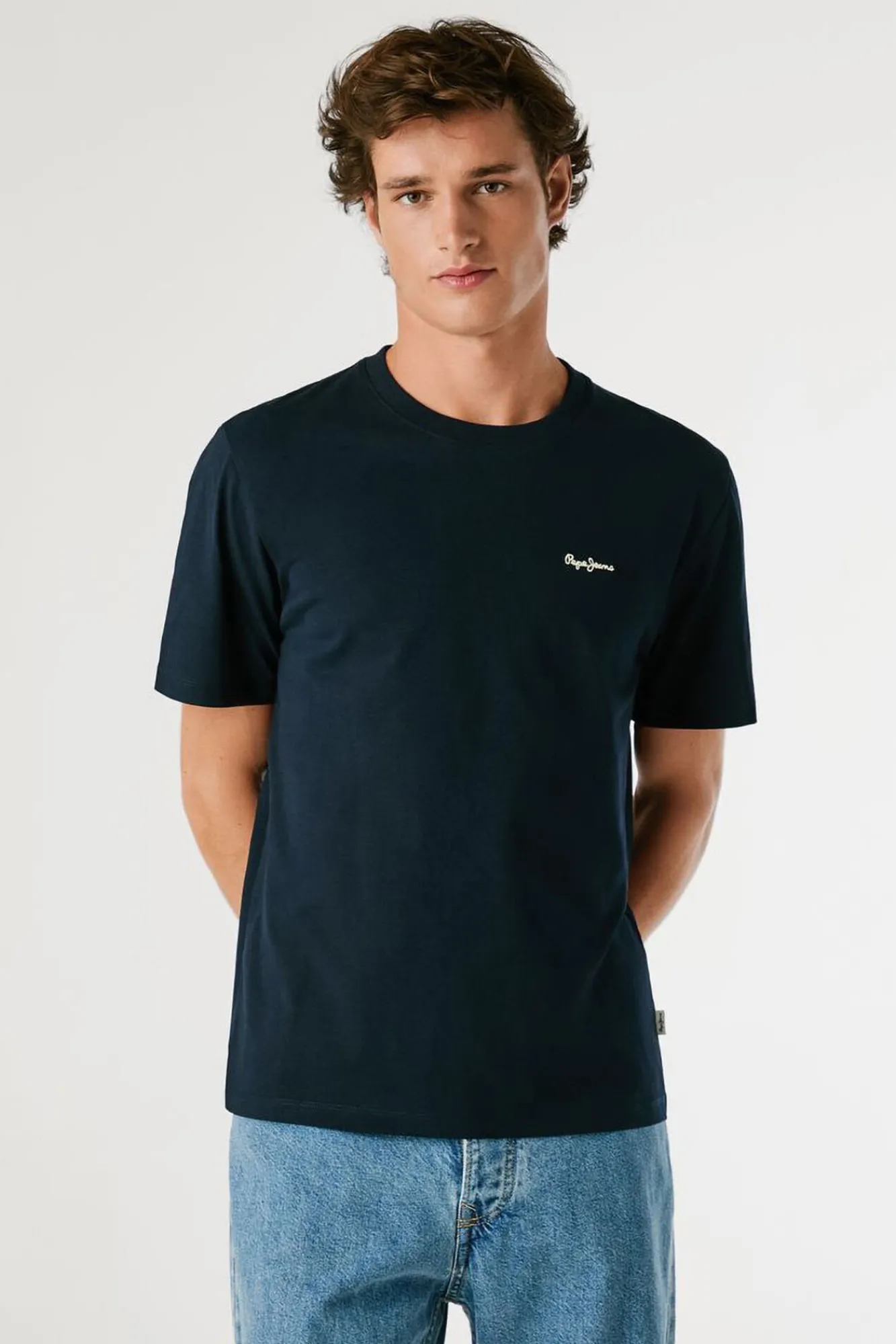 Pepe Jeans T-Shirts-Camiseta Regular Fit com Logotipo Bordado azul
