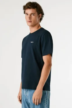 Pepe Jeans T-Shirts-Camiseta Regular Fit com Logotipo Bordado azul