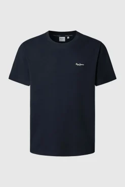 Pepe Jeans T-Shirts-Camiseta Regular Fit com Logotipo Bordado azul