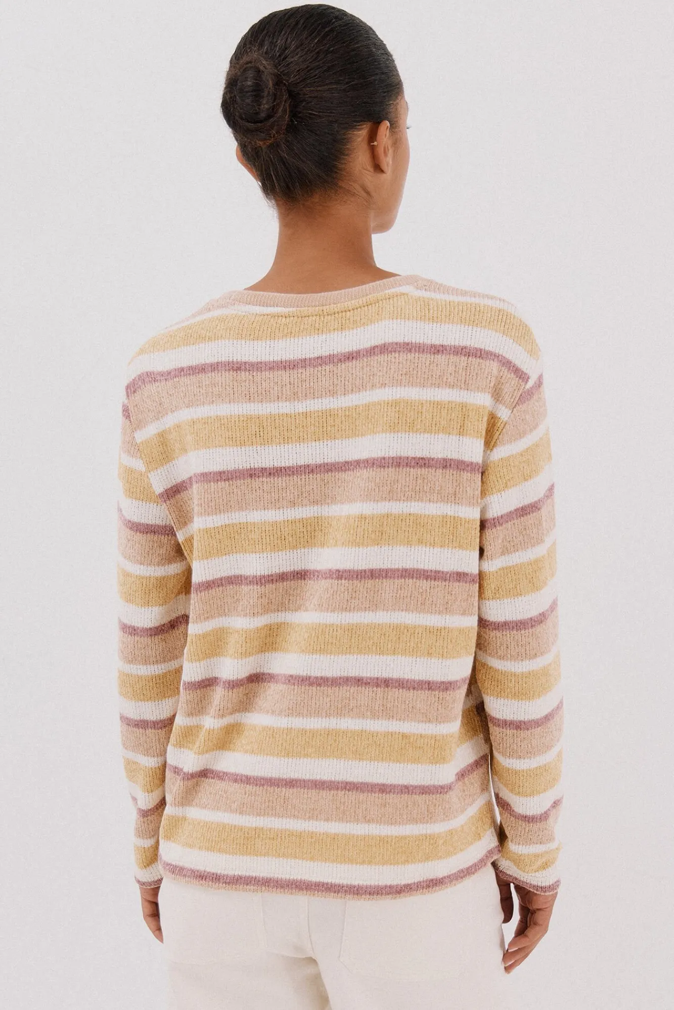 Cortefiel T-Shirts-Camiseta riscas em chenille Amarelo