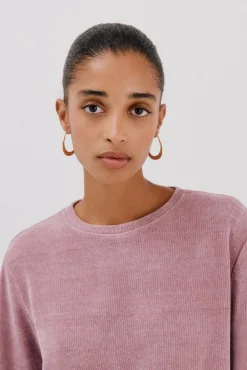 Cortefiel T-Shirts-Camiseta riscas em chenille Roxo