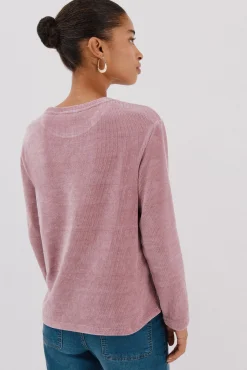 Cortefiel T-Shirts-Camiseta riscas em chenille Roxo