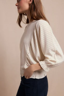 Slowlove T-Shirts-Camiseta rústica estruturada com manga balão Ecru