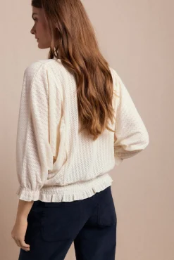 Slowlove T-Shirts-Camiseta rústica estruturada com manga balão Ecru