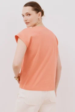 Cortefiel T-Shirts-Camiseta trançada com gola em bico Vermelho