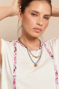 Slowlove T-Shirts-Camiseta trançada franzida Ecru