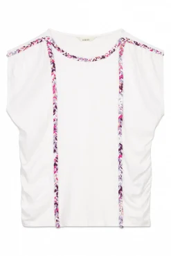 Slowlove T-Shirts-Camiseta trançada franzida Ecru