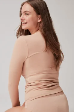 Gisela T-Shirts-Camiseta térmica escote pico cru