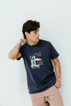 elPulpo T-Shirts-Camiseta vintage Octopus Bar Azul