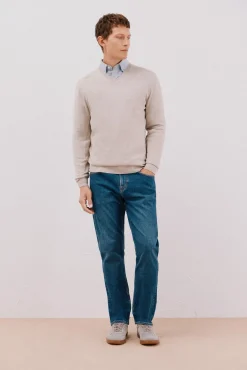 Cortefiel Camisolas-Camisola algodão caxemira gola em bico Tostado