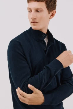 Cortefiel Camisolas-Camisola algodão caxemira gola alta Azul