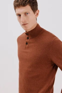Cortefiel Camisolas-Camisola algodão caxemira gola alta Castanho