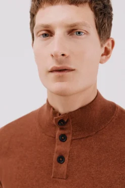 Cortefiel Camisolas-Camisola algodão caxemira gola alta Castanho