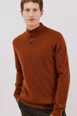 Cortefiel Camisolas-Camisola algodão caxemira gola alta Castanho