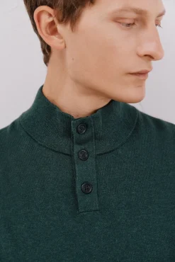 Cortefiel Camisolas-Camisola algodão caxemira gola alta Verde