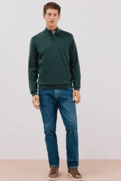 Cortefiel Camisolas-Camisola algodão caxemira gola alta Verde