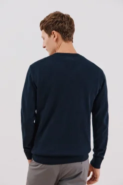 Cortefiel Camisolas-Camisola algodão caxemira gola em bico Azul