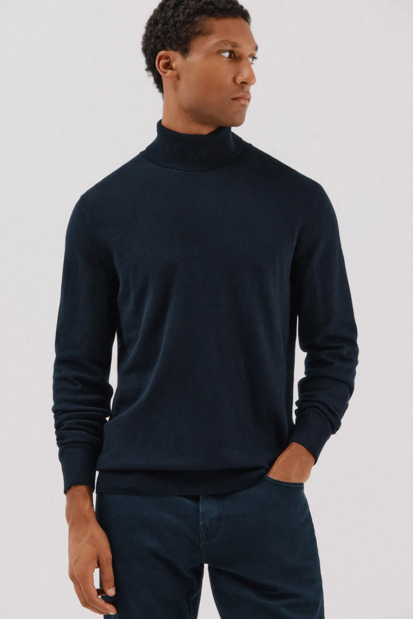 Cortefiel Camisolas-Camisola algodão caxemira gola alta Azul