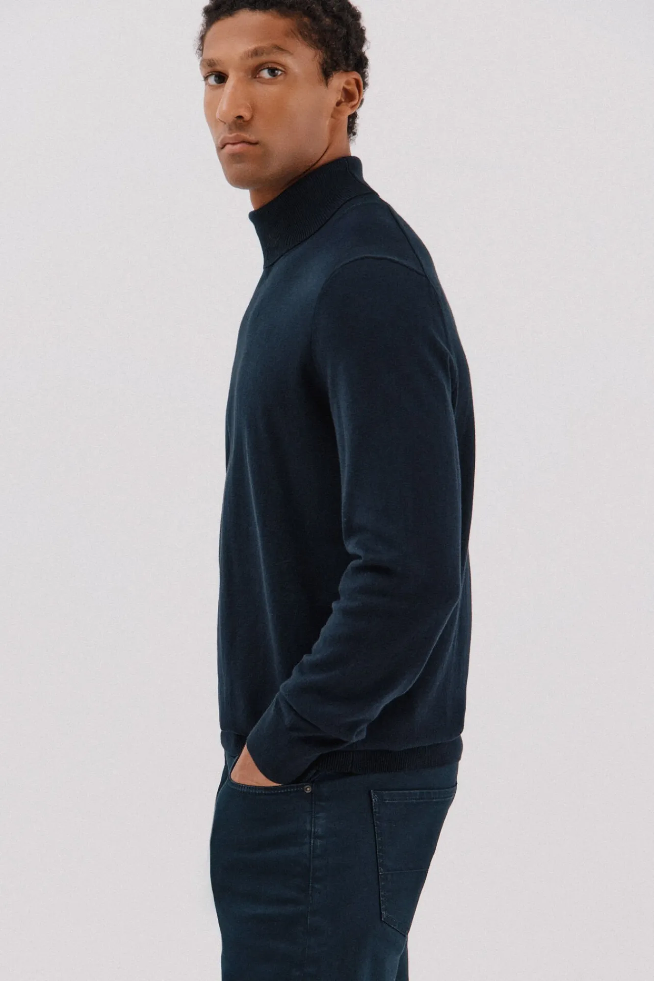 Cortefiel Camisolas-Camisola algodão caxemira gola alta Azul