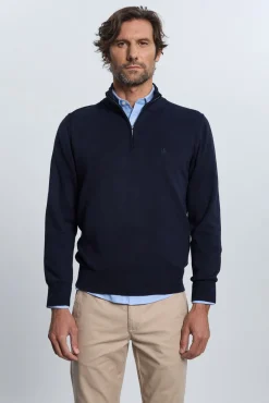 Valecuatro Camisolas-Camisola marinho com meia fecho-éclair Azul