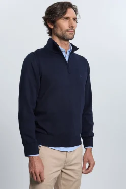 Valecuatro Camisolas-Camisola marinho com meia fecho-éclair Azul