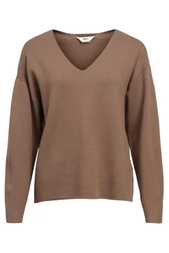 Object Camisolas-Camisola básico com gola em V Castanho
