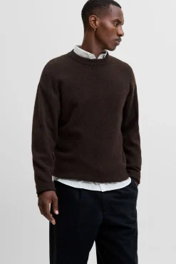 Jack & Jones Camisolas-Camisola básico de malha castanho