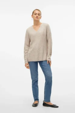 Vero Moda Camisolas-Camisola básico de malha Tostado