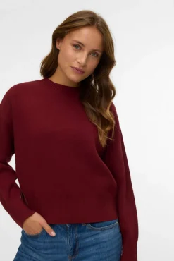 Vero Moda Camisolas-Camisola básico de malha Vermelho