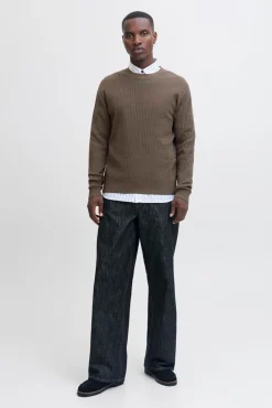 Jack & Jones Camisolas-Camisola básico de malha liso Castanho