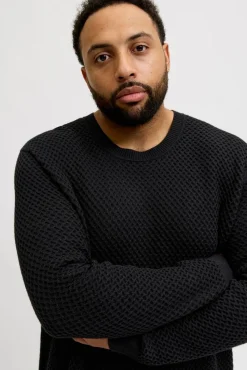 Jack & Jones PLUS Camisolas-Camisola básico de malha liso preto